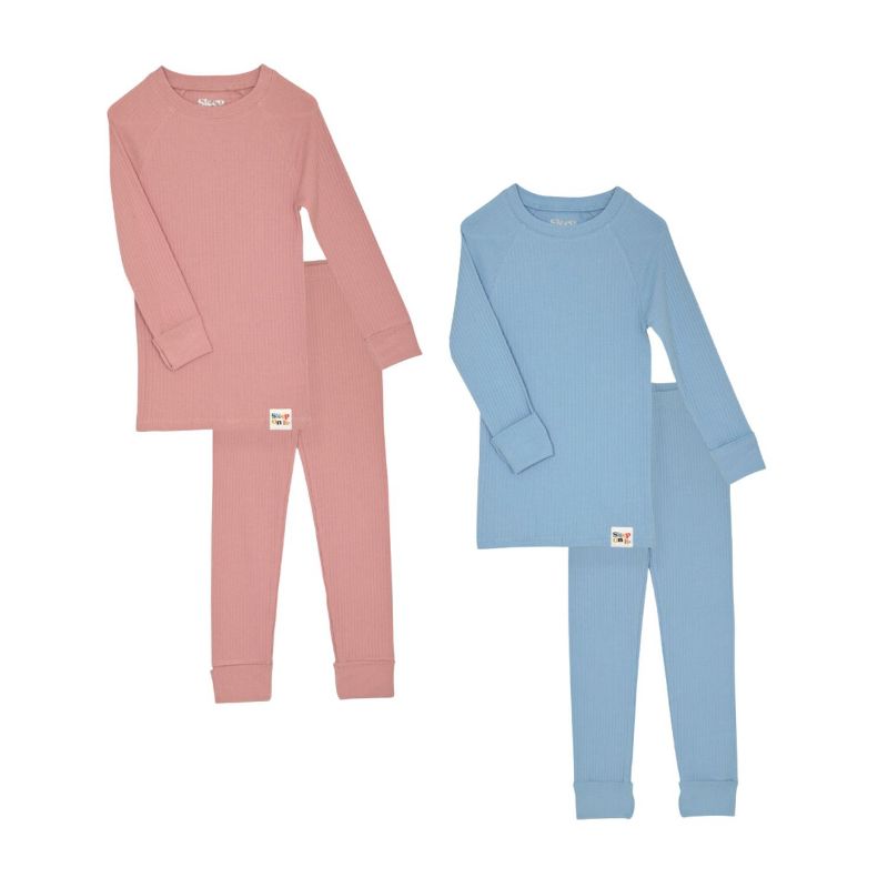 Sleep On It 100% Organic Cotton Rib Knit Snug-Fit 4-Piece and 6-Piece Pajama Sets Boys & Girls - Toddler Pajamas to Kids Pajama Sets