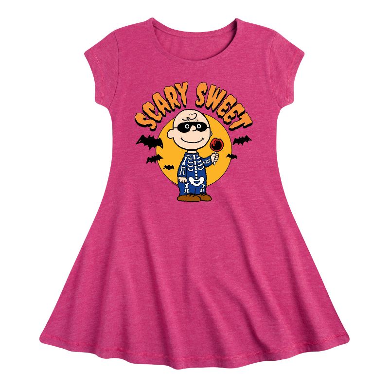 Girls' - Peanuts - Scary Sweet Fit & Flair Cap Sleeve Dress