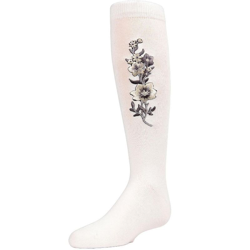 Memoi Girls' High Climbers Embroidered Floral Knee-High Socks