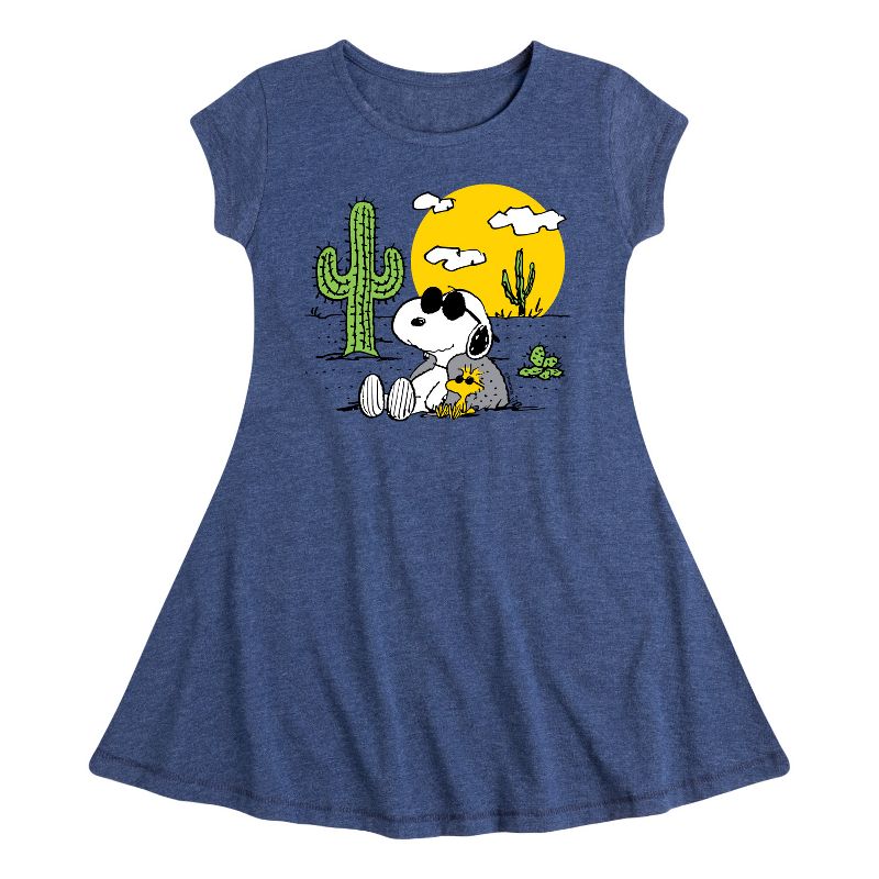 فستان سنوبي وودستوك للبنات - بينتس - بتصميم أنيق وعصري بأكمام قصيرة