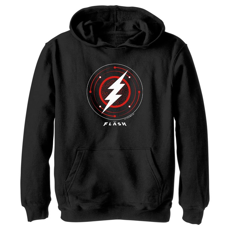 Boy's The Flash White Lightning Bolt Stamp Pull Over Hoodie