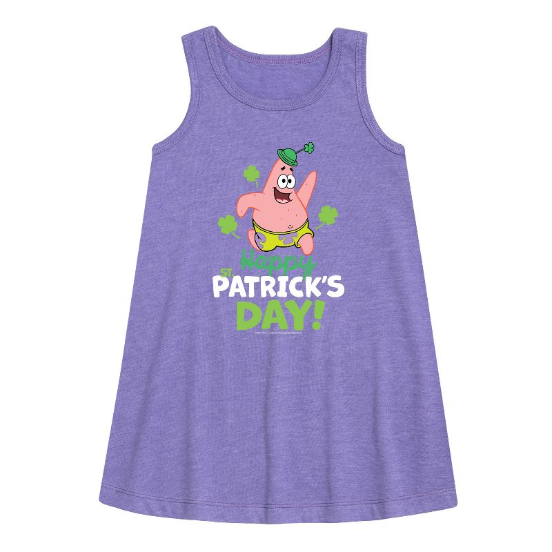 Girls' - SpongeBob Squarepants - Happy St. Patricks Day Graphic Sleeveless Aline Dress