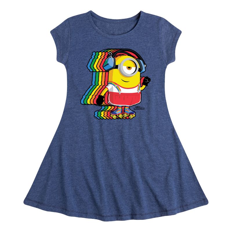 Girls' - Despicable Me Minions - Retro Rainbow Skater Fit & Flair Cap Sleeve Dress
