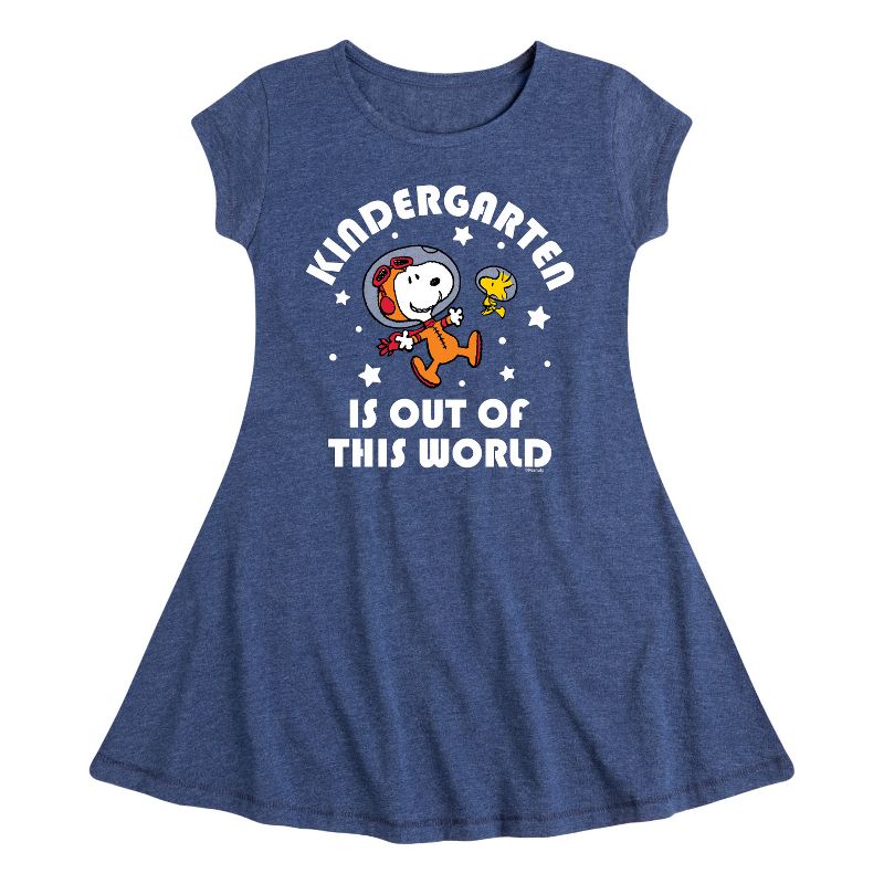 Girls' - Peanuts - Kindergarten Just Got Cooler Fit & Flair Cap Sleeve Dress