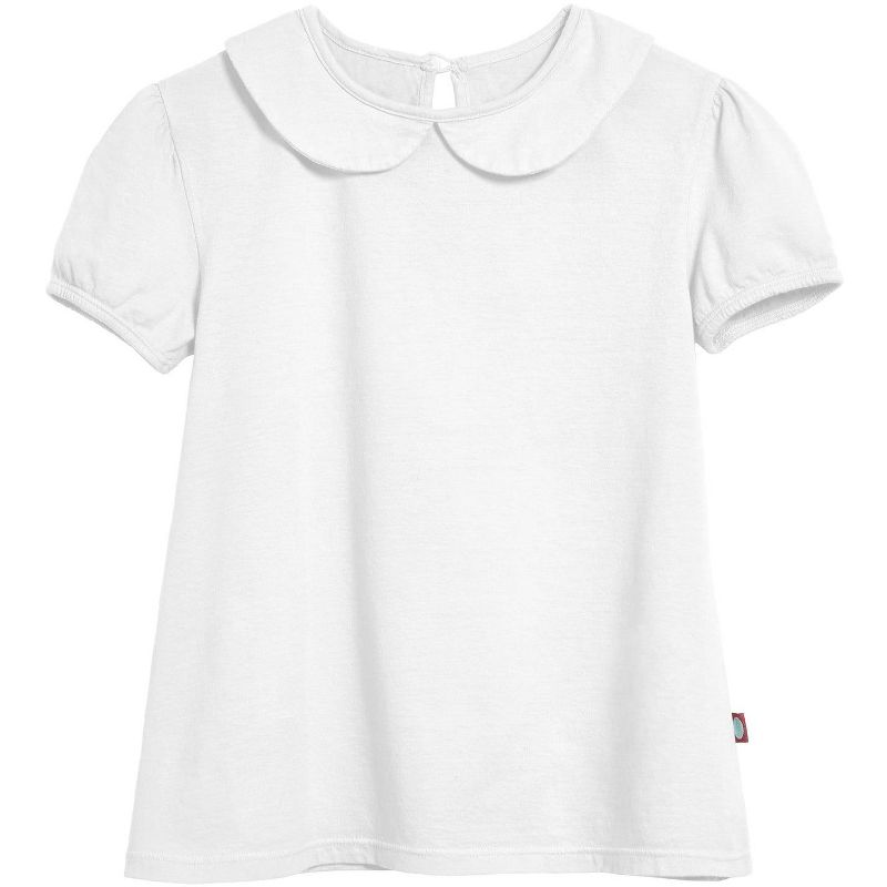 City Threads USA-Made Girls Soft Cotton Jersey Peter Pan Collar Short Sleeve Puff Tee