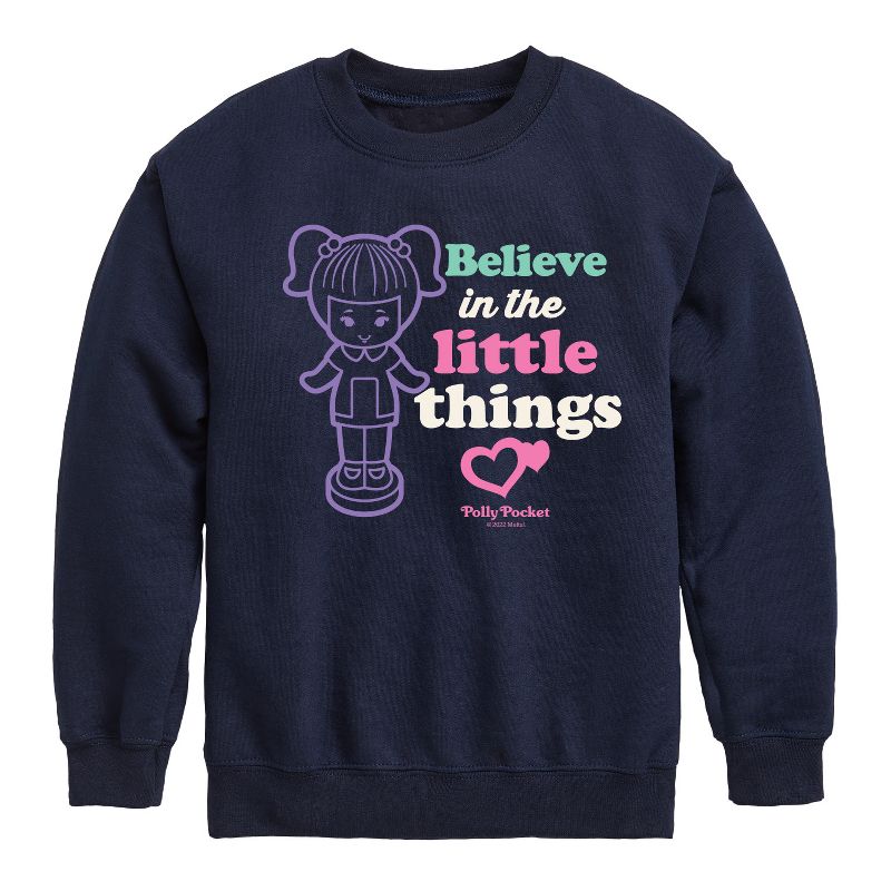 Boys' - Polly Pocket - Believe In The Little Things Graphic Long Sleeve Fleece Sweatshirt