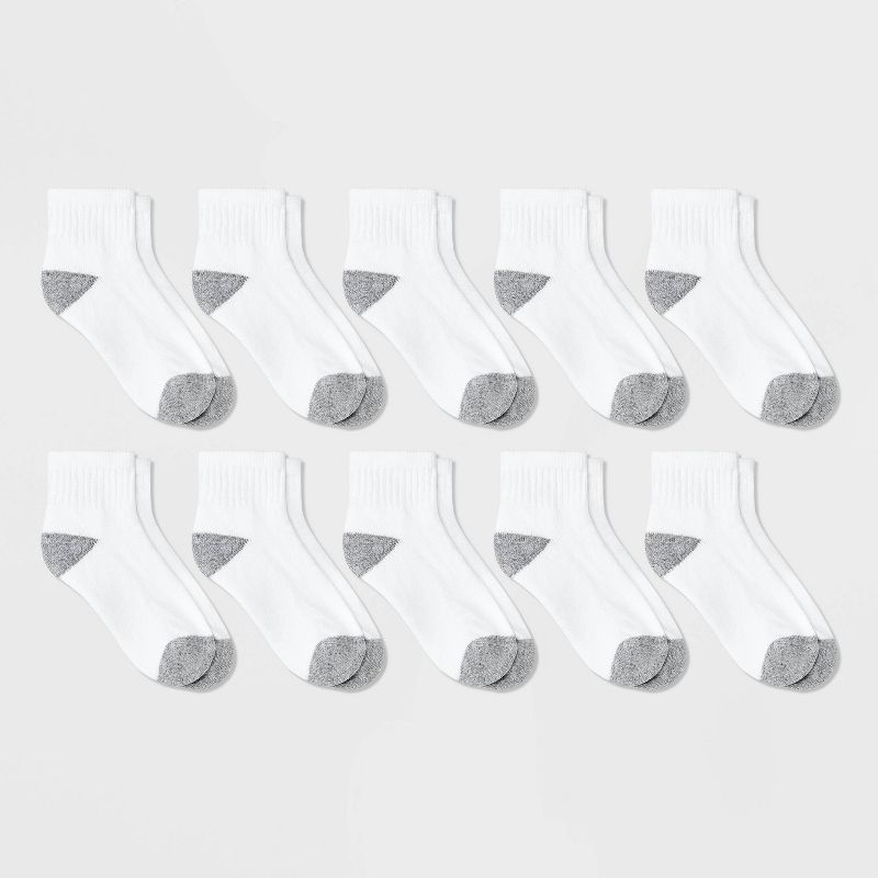 Boys' 10pk Athletic Ankle Socks - Cat & Jack™ White