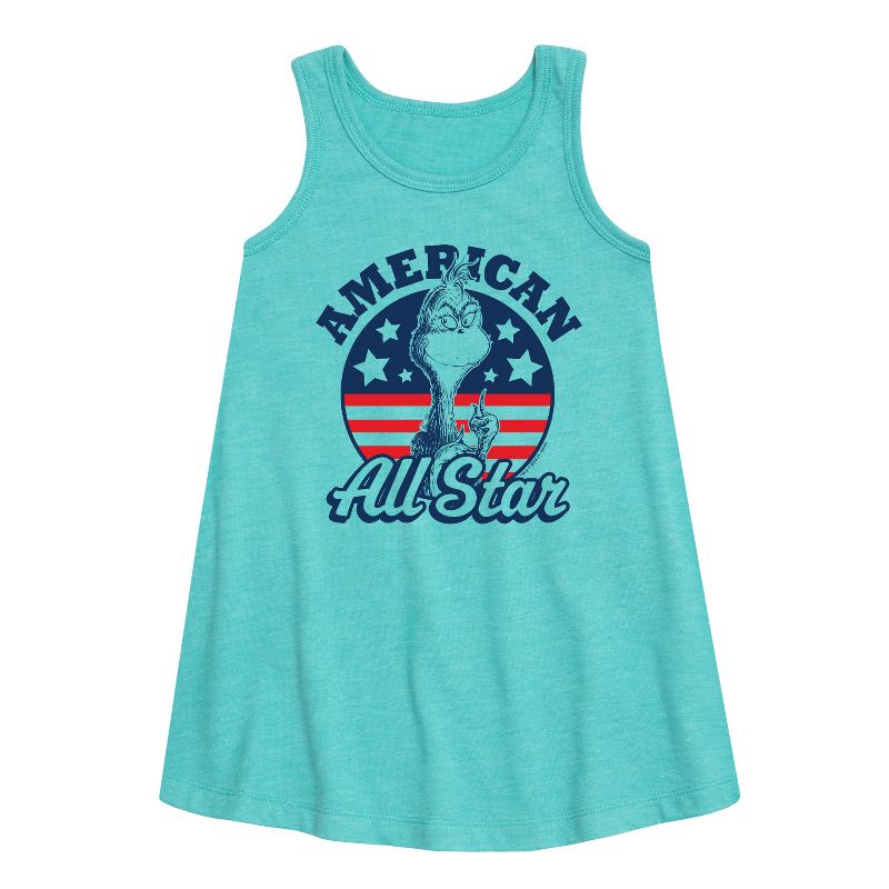 فستان بناتي - دكتور سوس - ذا غرينش، المفضل لدى أمريكا، فستان مين ون جرافيكي بدون أكمام