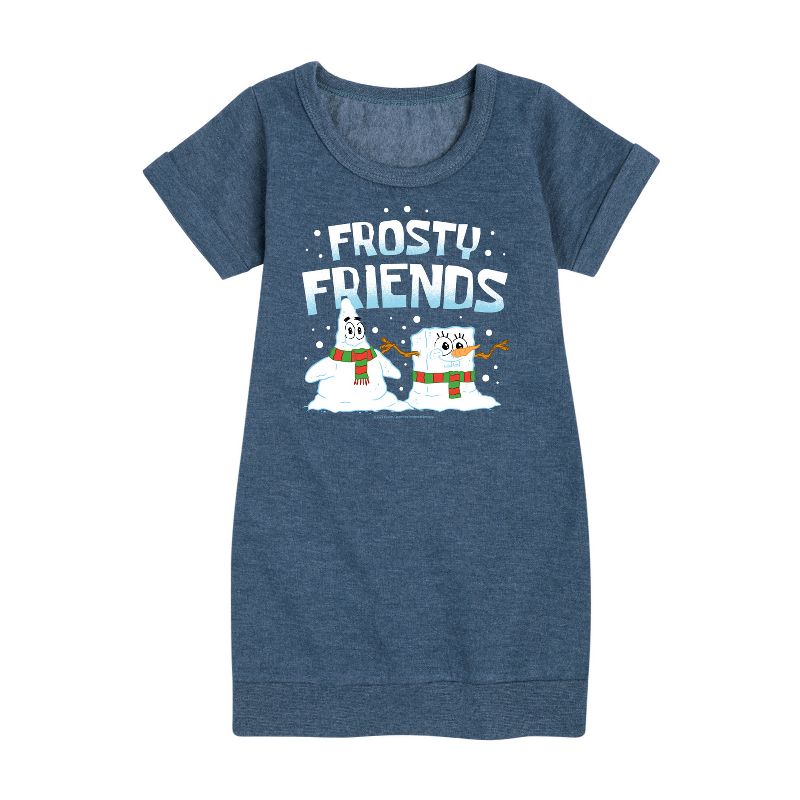 Girls' - SpongeBob SquarePants - Frosty Friends Graphic Short Sleeve Fleece Dress