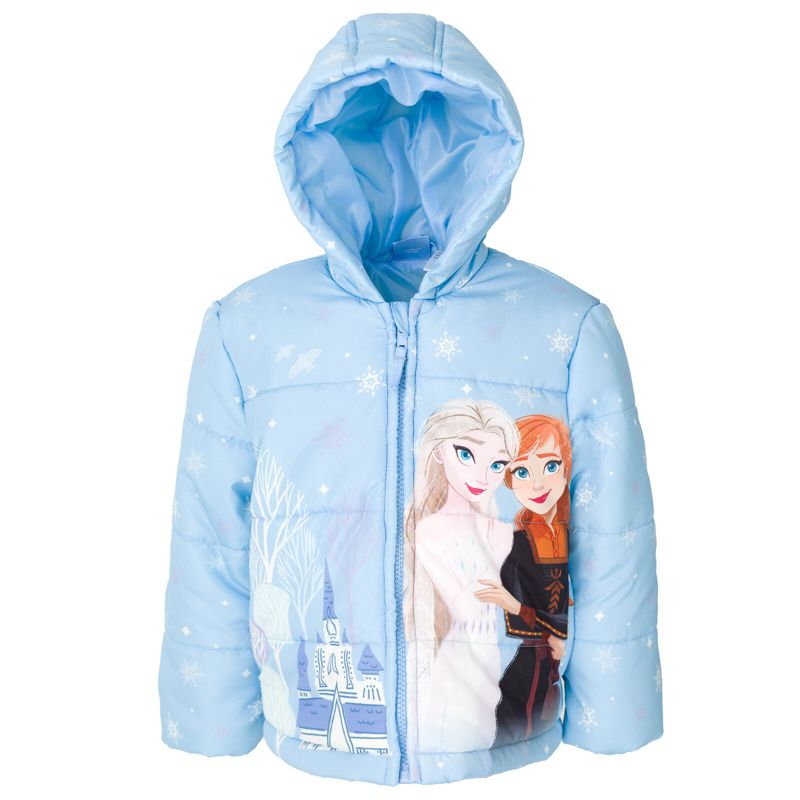 Disney Frozen Girls Zip Up Winter Coat Puffer Jacket Little Kid