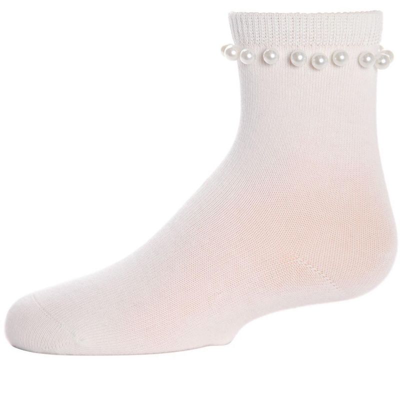 Memoi String of Pearls Girls Cotton Blend Crew Socks