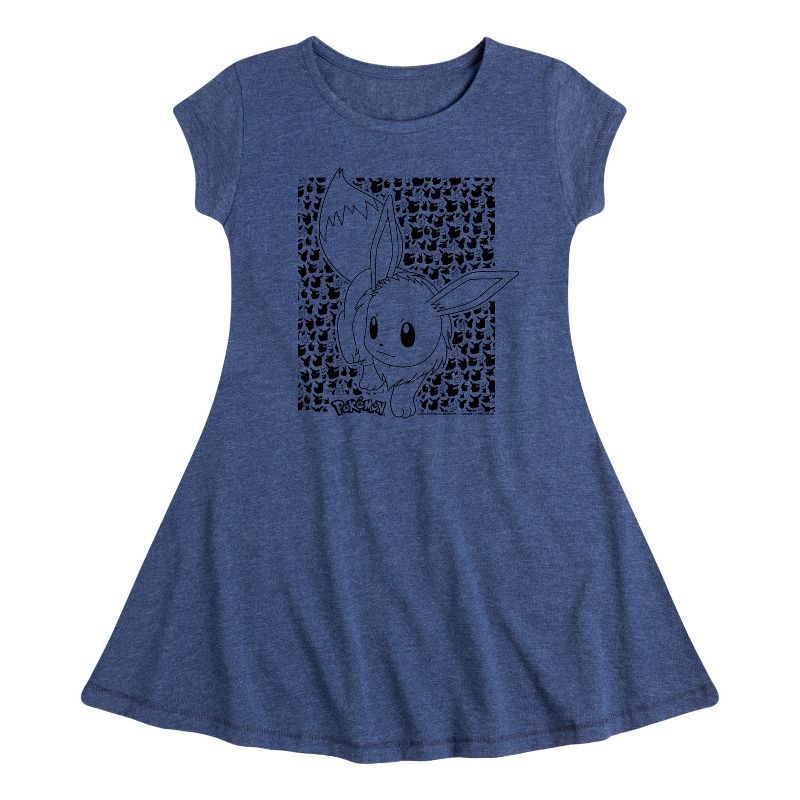 فستان بناتي - بوكيمون - إيفي - مناسب وأنيق بأكمام قصيرة