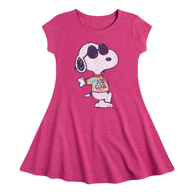 Girls' - Peanuts - Joe Cool' Tie Dye Fit & Flair Cap Sleeve Dress