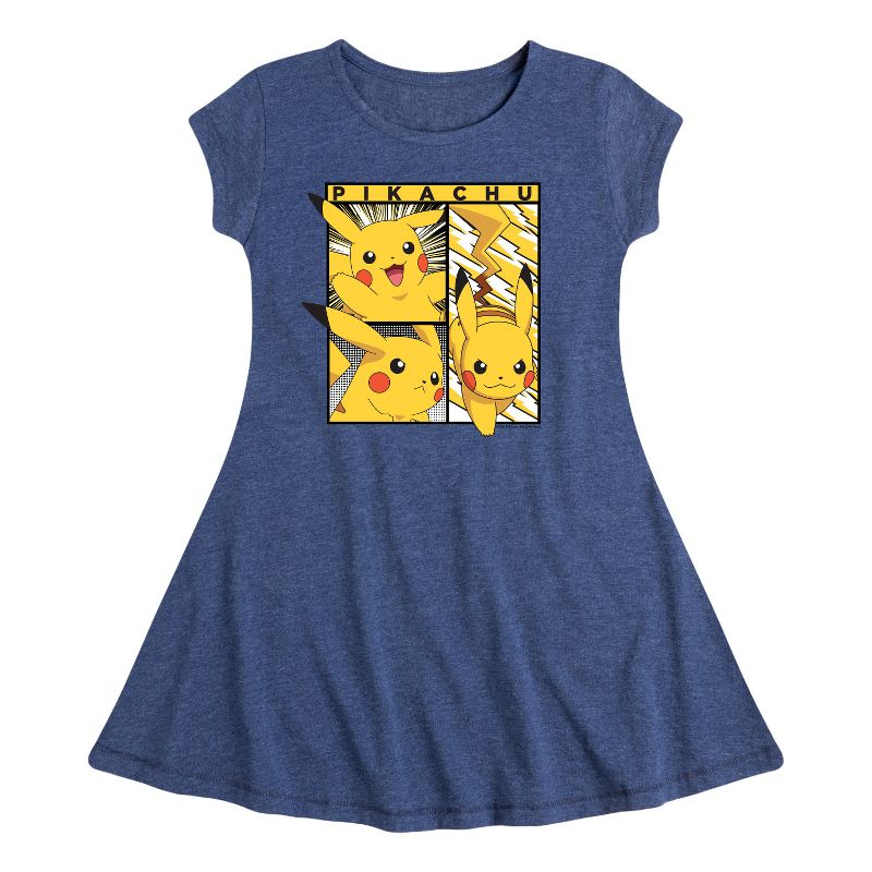Girls' - Pokémon - Pikachu Poses Fit & Flair Cap Sleeve Dress