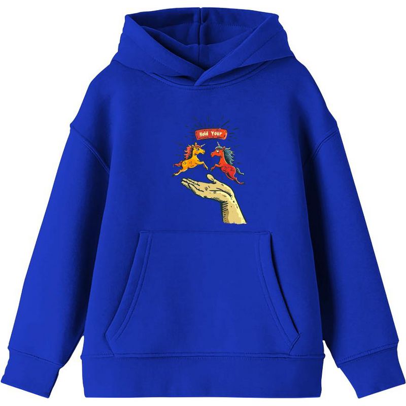 Hold Your Horses Humor Youth Long Sleeve Hoodie