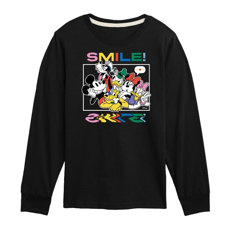 Boys' - Disney - Mickey, Minnie, Goofy, Donald Duck, Daisy & Pluto Photo Long Sleeve Graphic T-Shirt