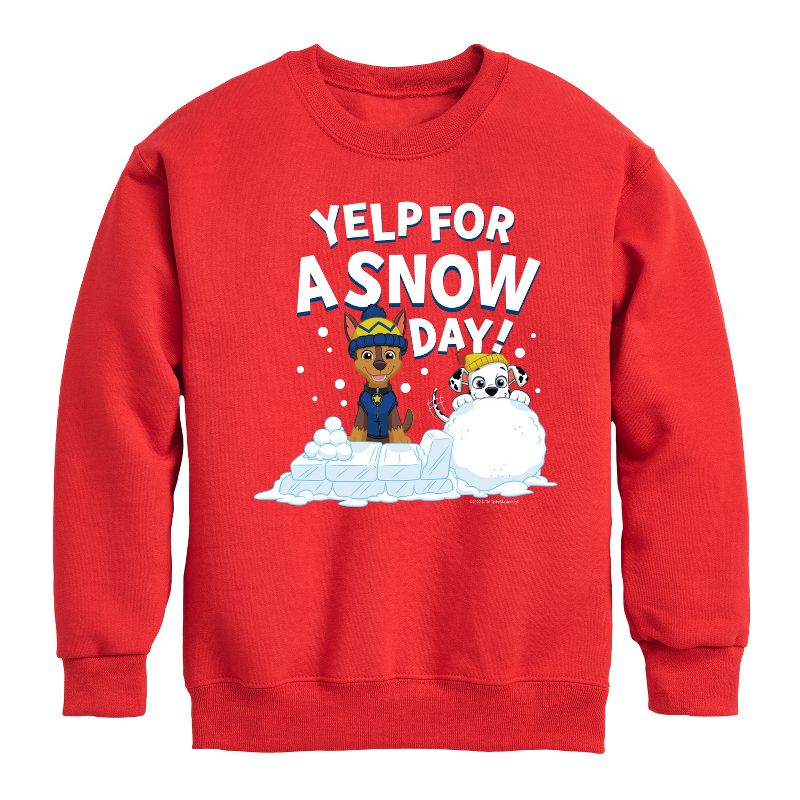 Boys' - Paw Patrol - Yelp For Snow Day Graphic Long Sleeve Fleece Sweatshirt