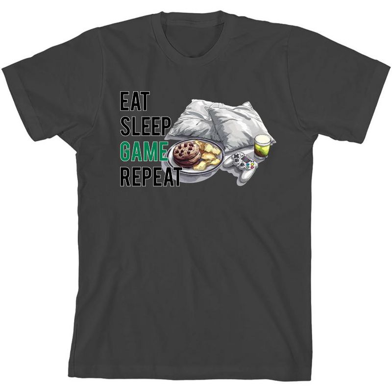 "Eat, Sleep, Game, Repeat" Youth Crew Neck Short Sleeve Tee