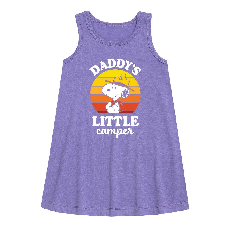 Girls' - Peanuts - Daddy's Little Camper Graphic Sleeveless Aline Dress