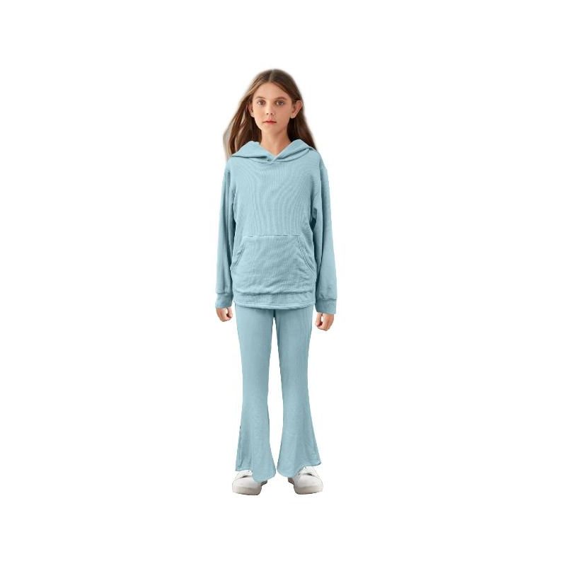 Girls Hooded Top With Flared Leggings Set