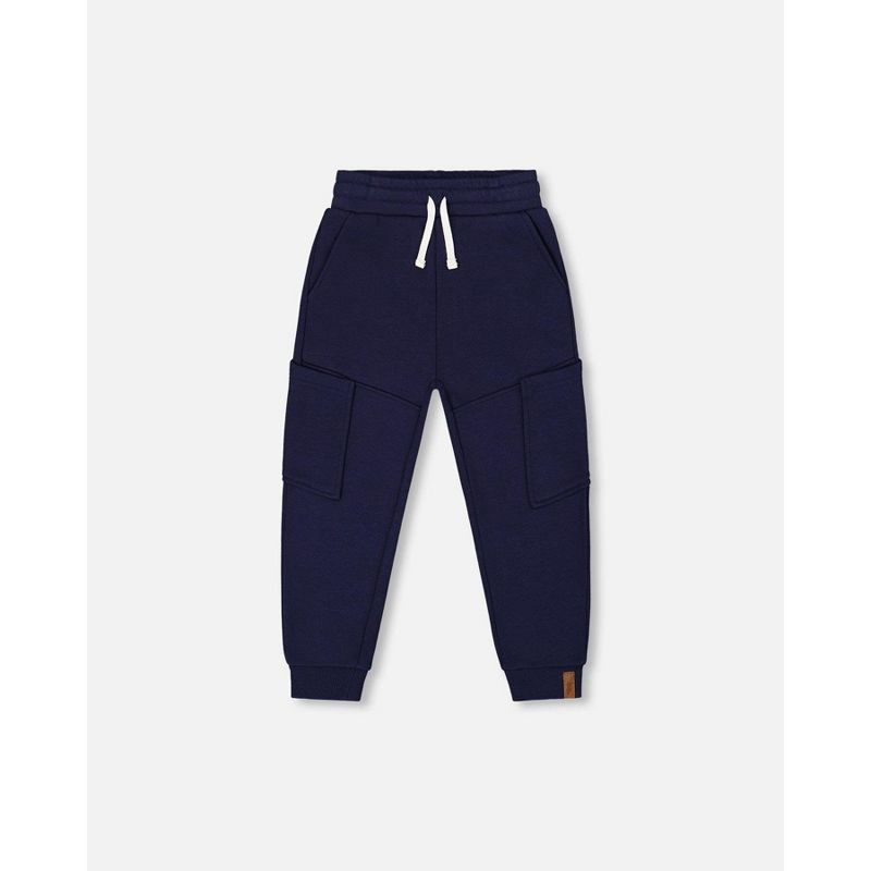 Deux par Deux Boy French Terry Sweatpants with Side Pockets Navy Blue
