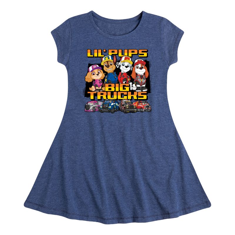 Girls' - Paw Patrol - Lil Pups Big Trucks Fit & Flair Cap Sleeve Dress