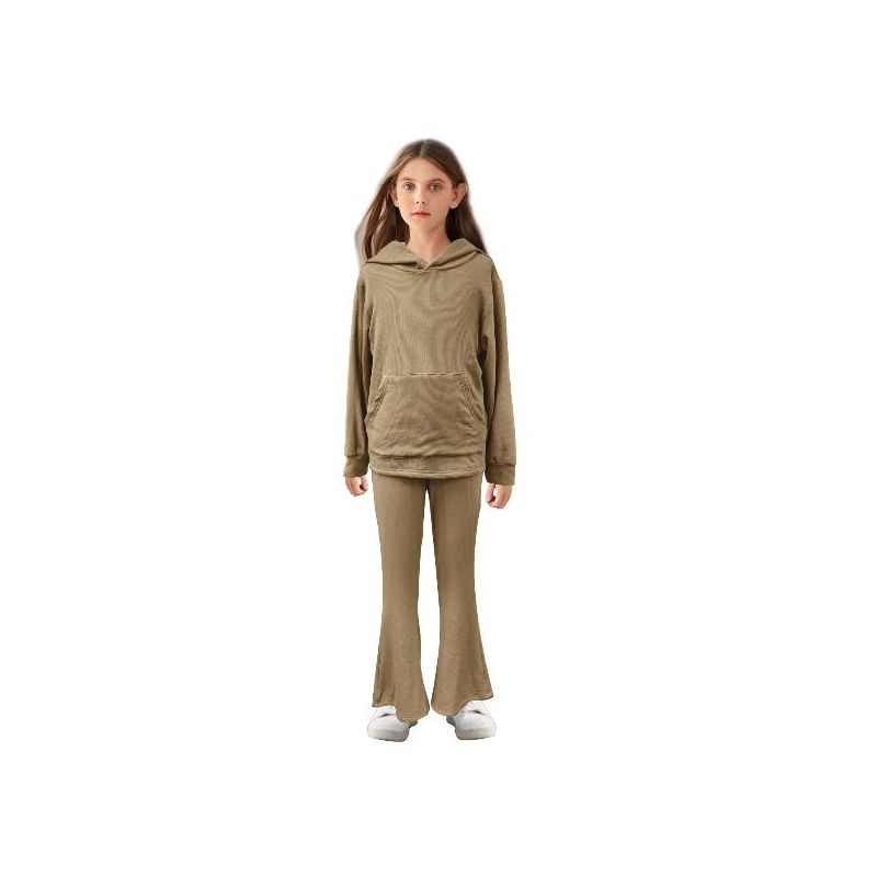 Girls Hooded Top With Flared Leggings Set