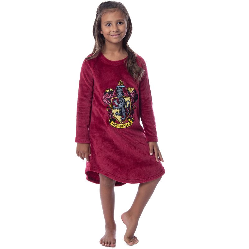 Harry Potter Girls' Hogwarts Houses Crest Raglan Pajama Nightgown-All Houses
