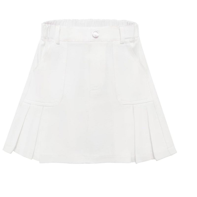 Girls Denim Skirts with Side Pockets Pleated Hem Skirts Casual Mini Denim Skirts