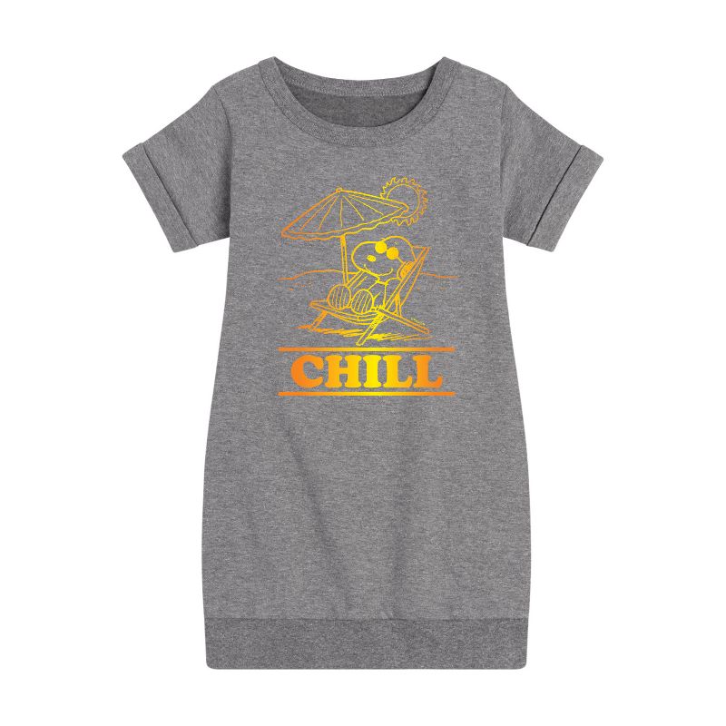 Girls' - Peanuts - Chill Snoopy Graphic Short Sleeve Fleece Dress