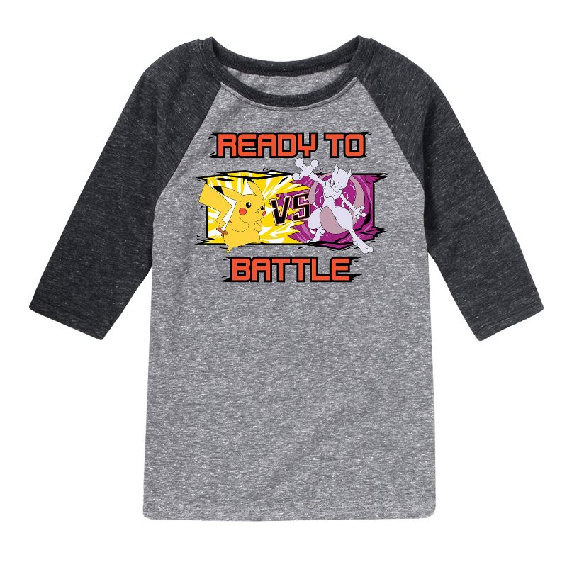 Boys' - Pokémon - Pikachu Mewtwo Battle Raglan Graphic T-Shirt