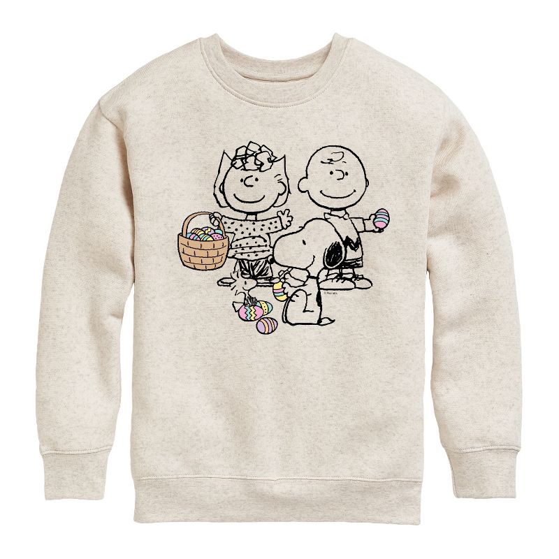 Boys' - Peanuts - Group Easter Graphic Long Sleeve Fleece Sweatshirt