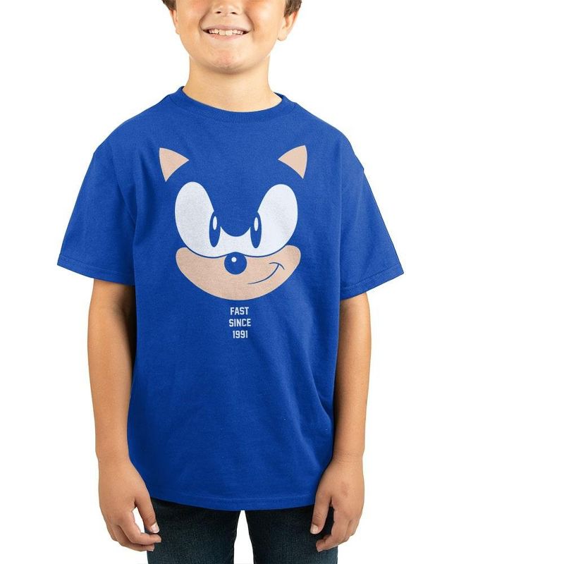 Youth Boys Sonic the Hedgehog Blue Short Sleeve Graphic Tee
