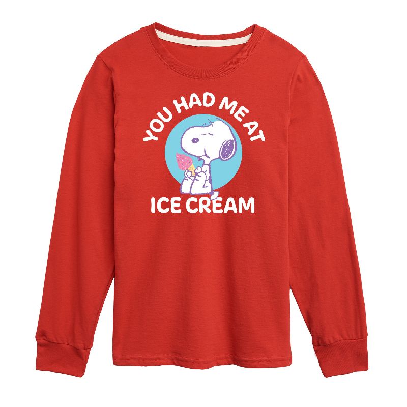 تي شيرت جرافيكي بأكمام طويلة للأولاد من Peanuts - You Had Me At Ice Cream