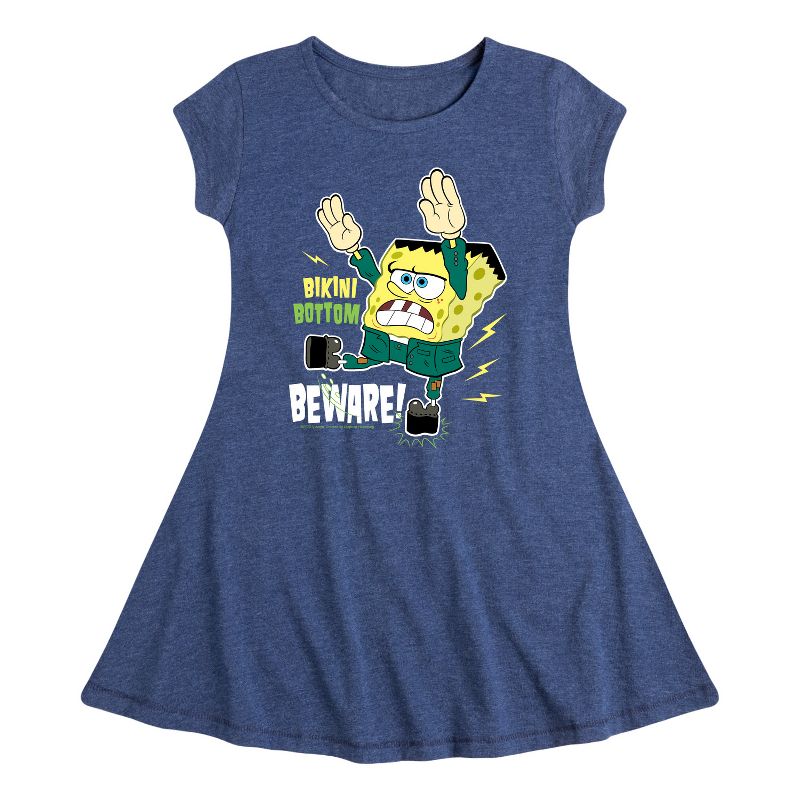 Girls' - SpongeBob SquarePants - Bikini Bottom Beware Fit & Flair Cap Sleeve Dress