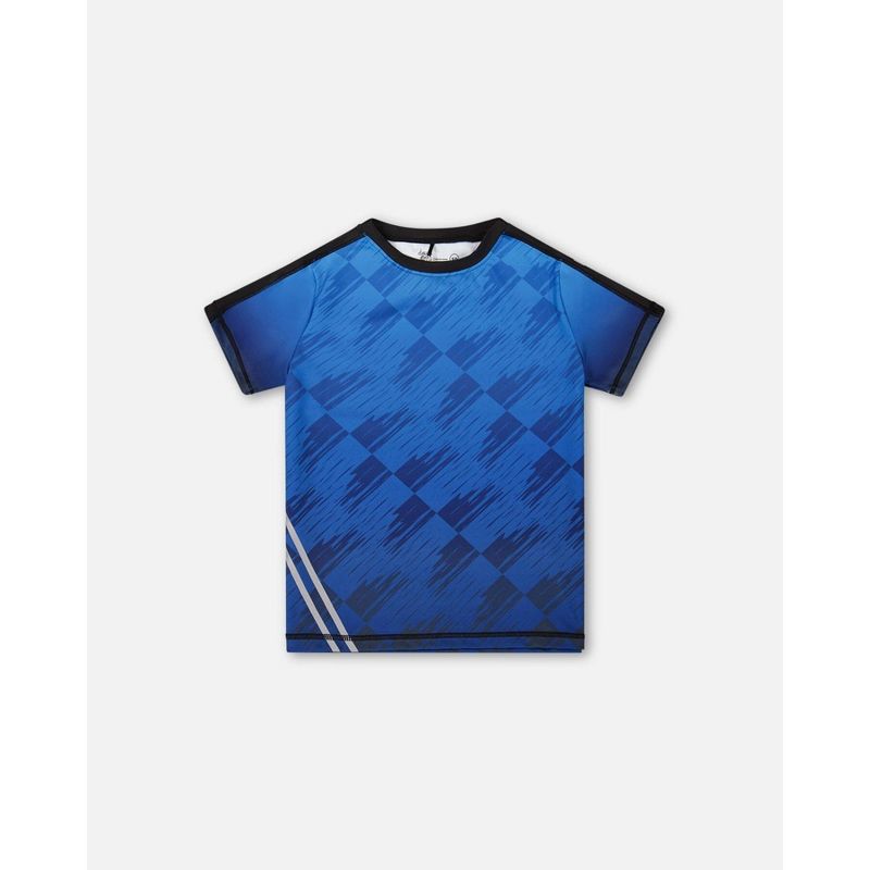 Deux par Deux Boy Printed Athletic Top Blue and Black