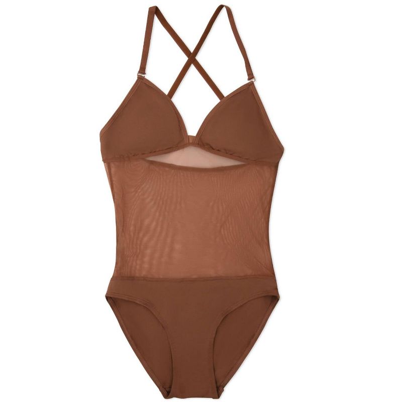 لباس ضيق من قماش شبكي بفتحة رقبة منخفضة من كابيزيو - للبنات