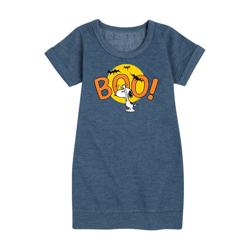 Girls' - Peanuts - Boo Snoopy Graphic Short Sleeve Fleece Dress
