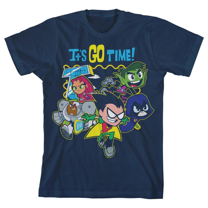 Teen Titans Go It's Go Time Main Characters Boy's Navy T-shirt