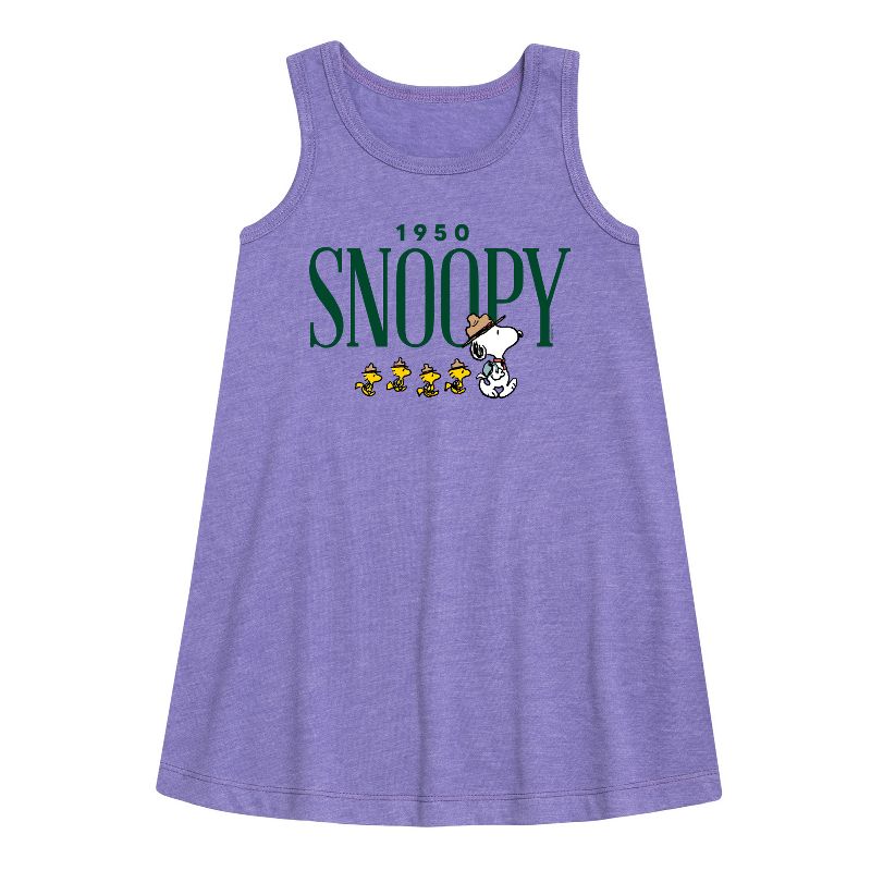 Girls' - Peanuts - 1950's Camper Snoopy Graphic Sleeveless Aline Dress