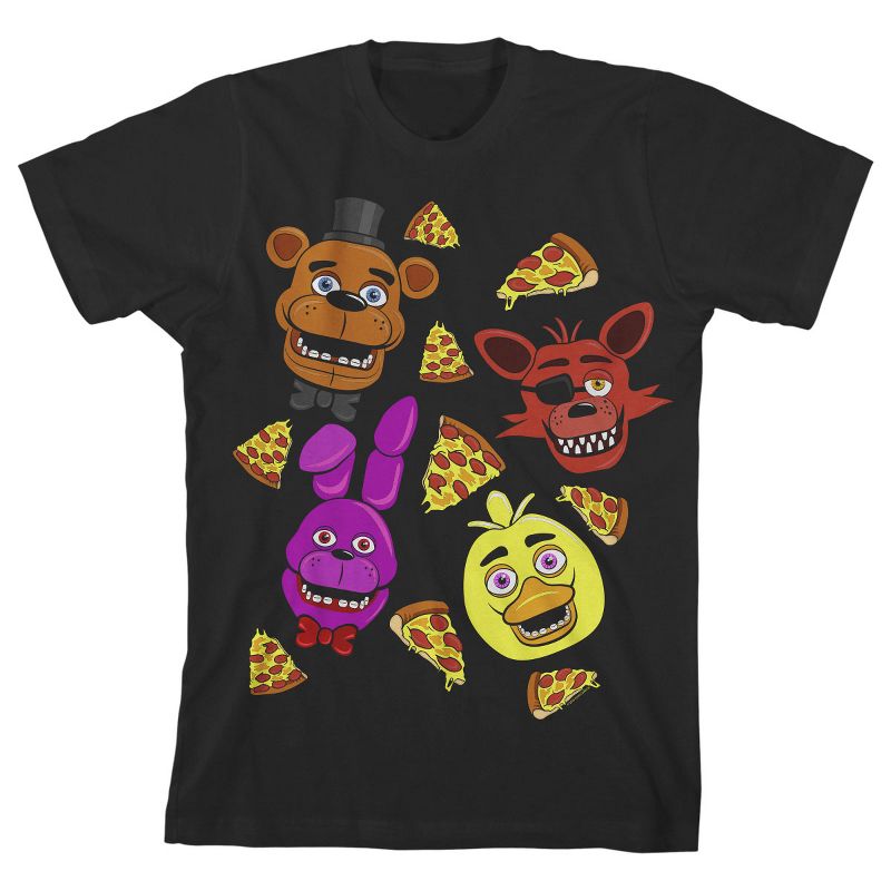 شخصيات لعبة Five Nights at Freddy's وقميص Pizza Boy الأسود