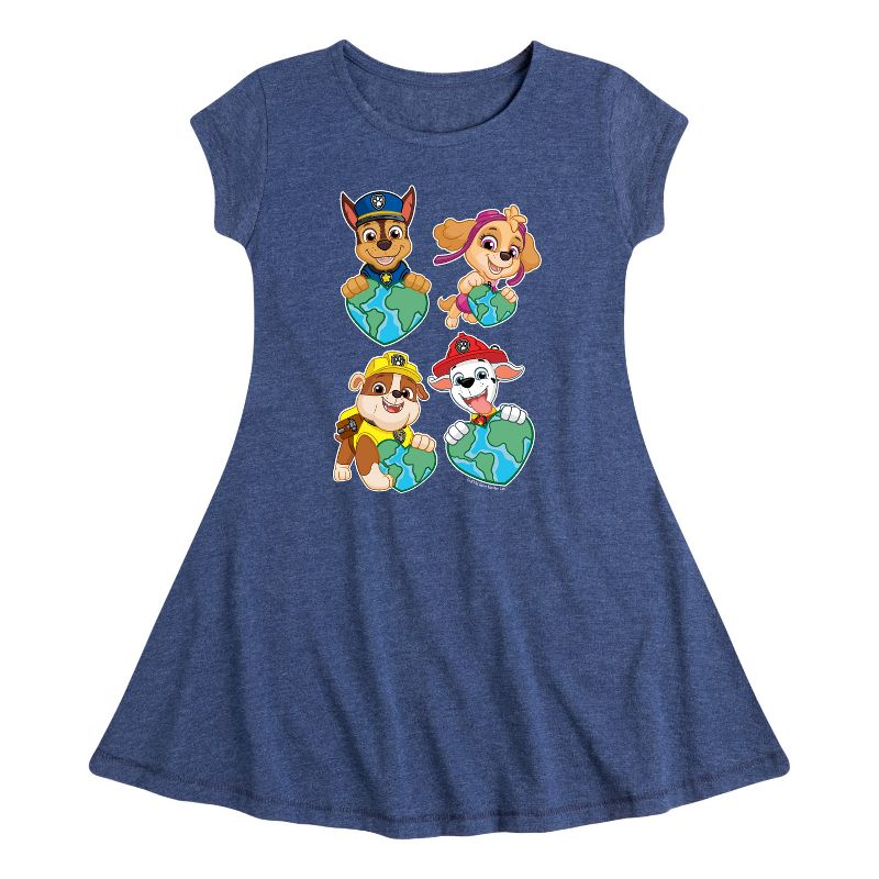 Girls' - Paw Patrol - Heart Earth Fit & Flair Cap Sleeve Dress