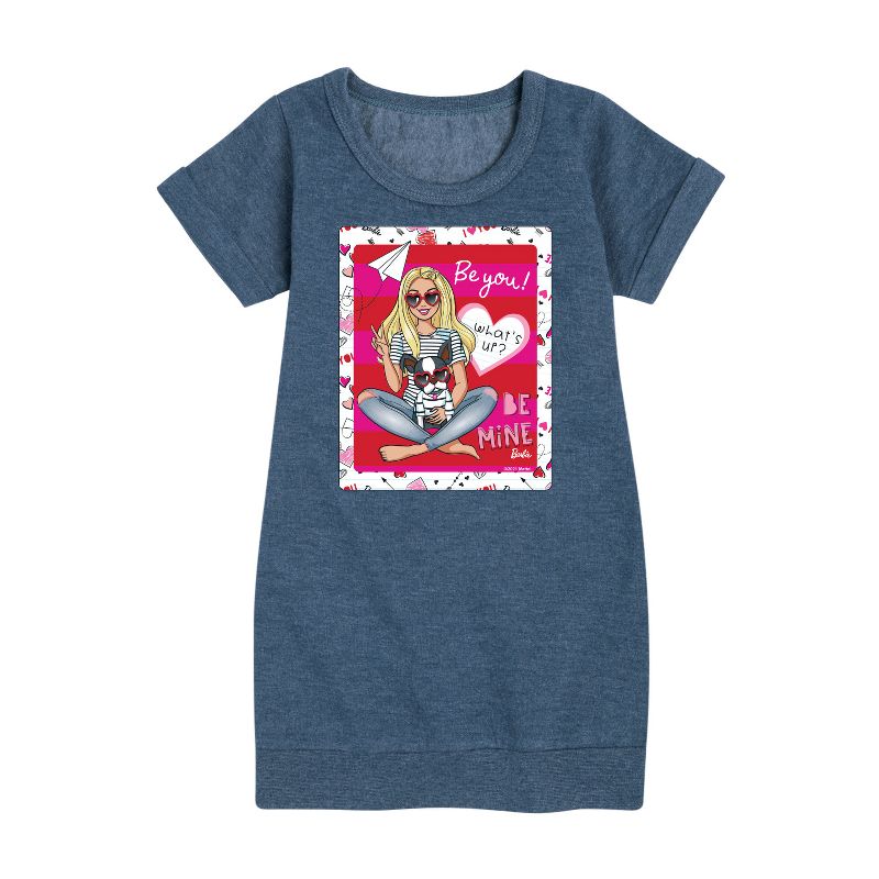 Girls' - Barbie - Hello Lovely Barbie Graphic Short Sleeve Fleece Dress