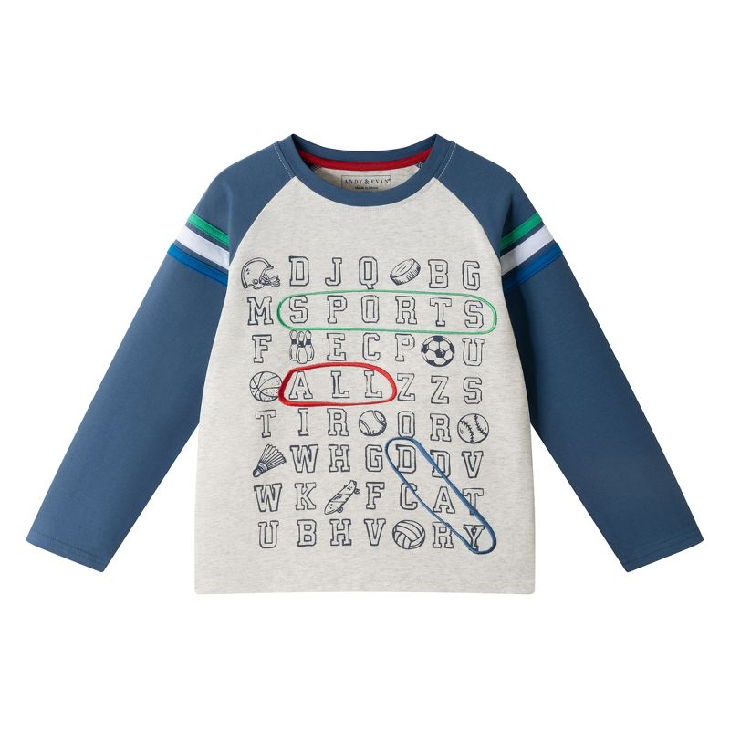 Andy & Evan  Toddler  Long Sleeve Raglan Color Blocked Alphabet Tee
