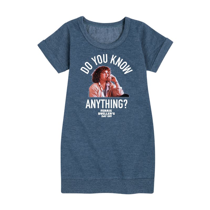 Girls' - Ferris Bueller's Day Off - Do You Know Anything Graphic Short Sleeve Fleece Dress