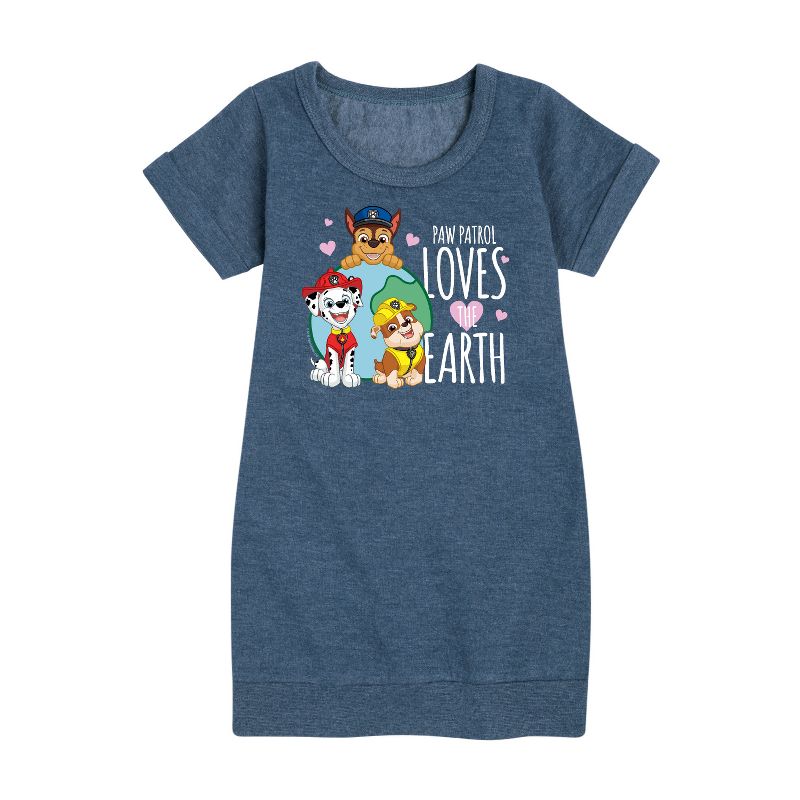 Girls' - Paw Patrol - Loves Earth Graphic Short Sleeve Fleece Dress