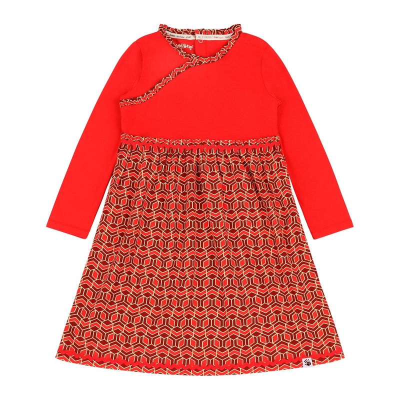 Mixed Up Clothing Girls Long Sleeve Ruffle Trim Dress