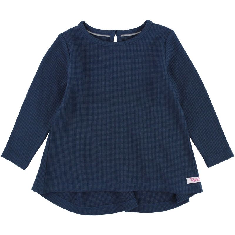 RuffleButts Toddler Girl Waffle Knit Long Sleeve Bow Back Top