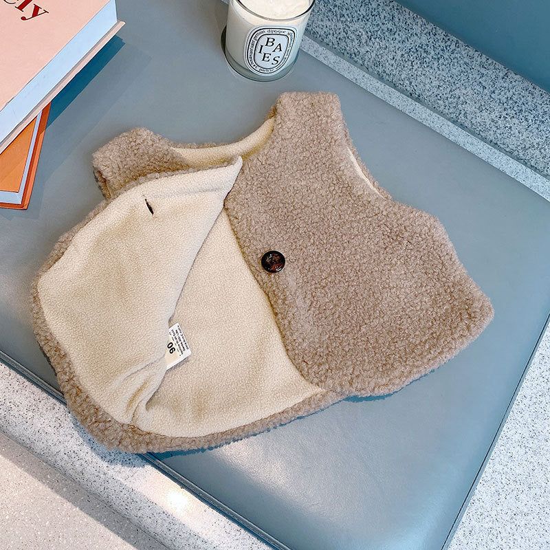 MyKids-Usa Baby Berber Fleece Design Button Front Warm Coat Vest