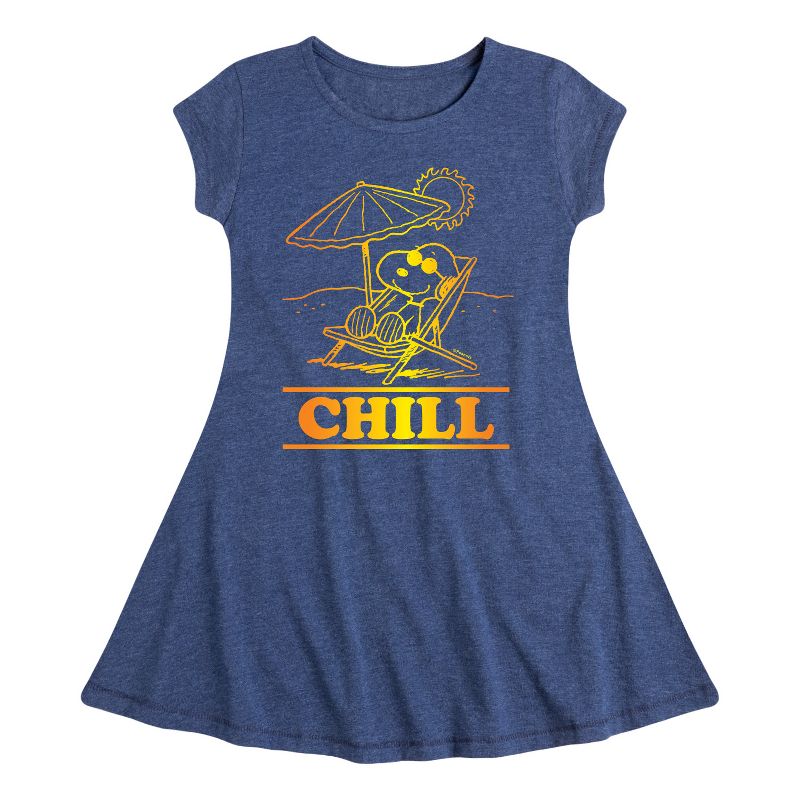 Girls' - Peanuts - Chill Snoopy Fit & Flair Cap Sleeve Dress